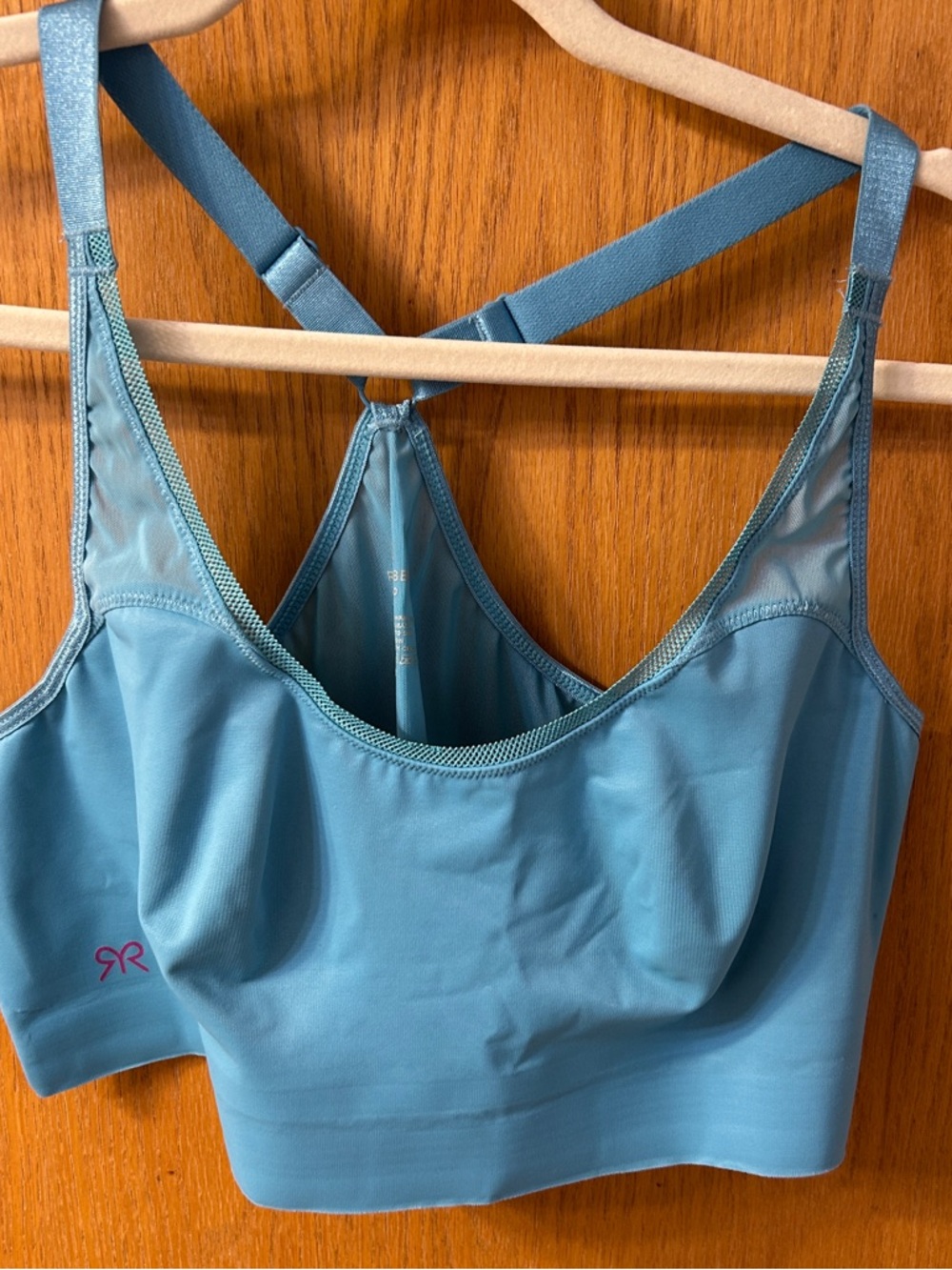 Ruby Ribbon Seamless Turquoise Blue Bralette Size 40 with Racer Back Straps